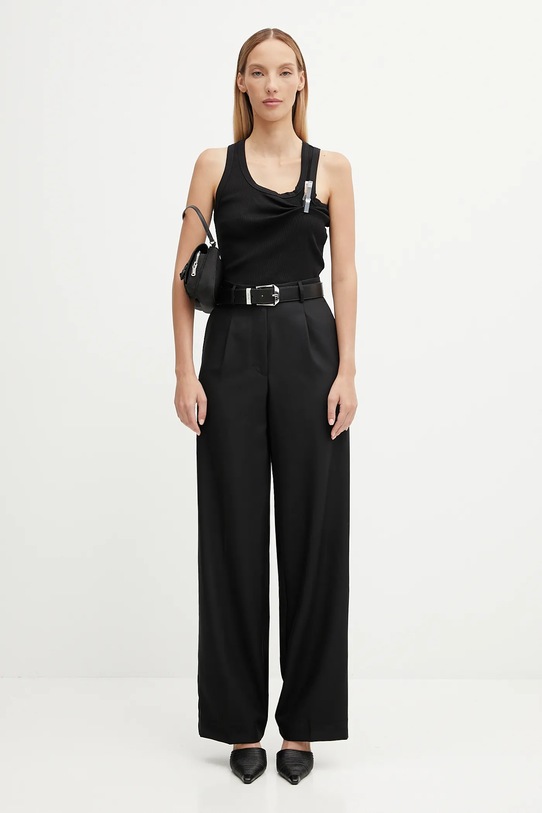 Nohavice Fiorucci Wide Leg Tailored Wool W02FPBPA464WO01BK01 čierna
