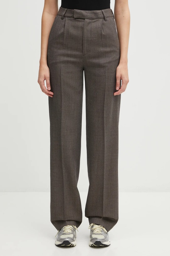 MM6 Maison Margiela spodnie wełniane prosty brązowy S62KB0247.M35636.001F