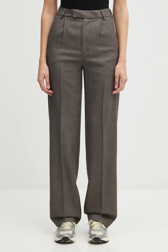 MM6 Maison Margiela spodnie wełniane prosty brązowy S62KB0247.M35636.001F