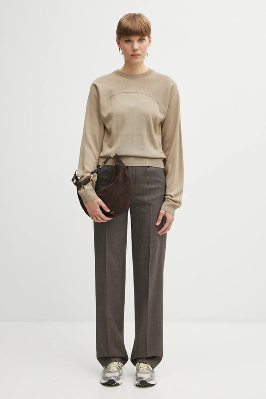 MM6 Maison Margiela spodnie wełniane S62KB0247.M35636.001F brązowy