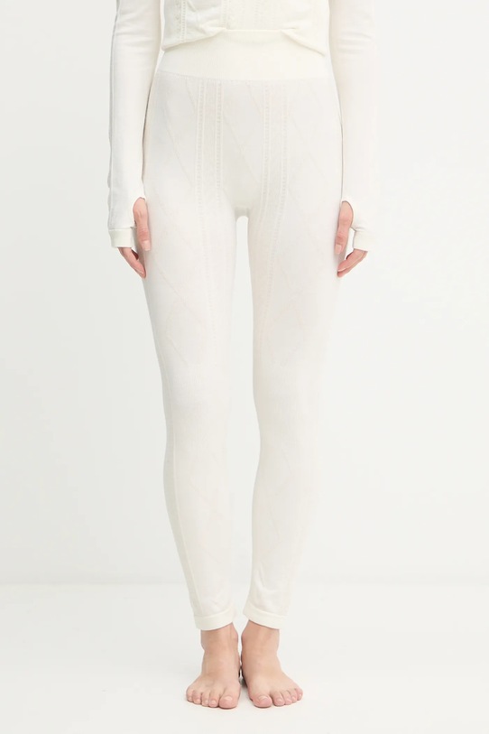 BOSS colanți din amestec de lână tricotaj bej 50544396