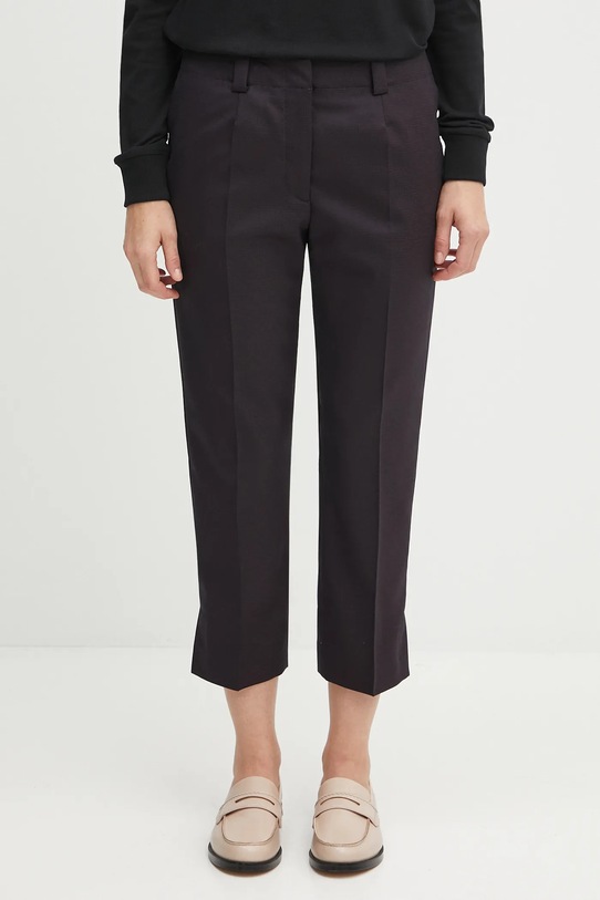 Vlnené nohavice Kenzo Weave Cropped vlna tmavomodrá FF62PA0939ID