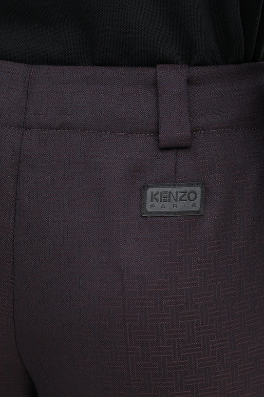 Vlnené nohavice Kenzo Weave Cropped FF62PA0939ID tmavomodrá