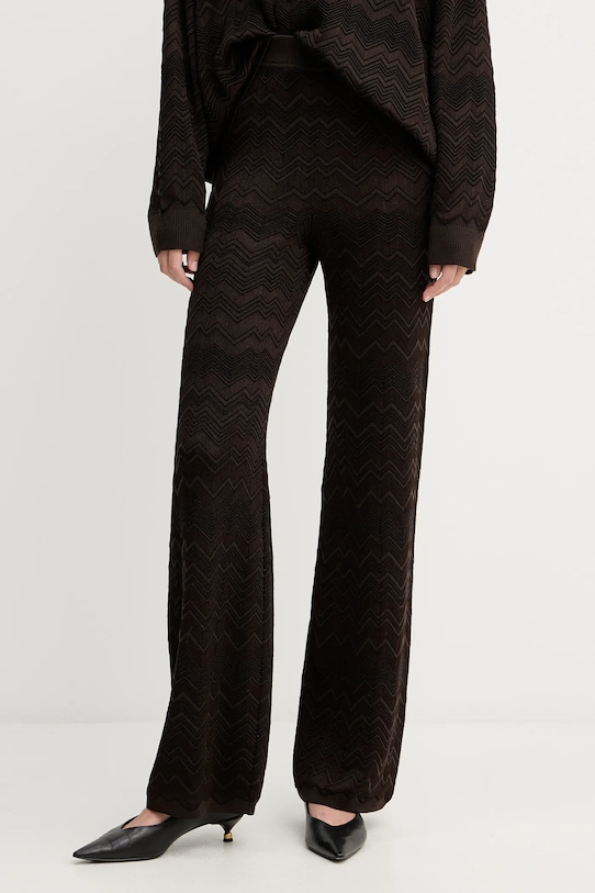 Παντελόνι με μαλλί Missoni ψηλή καφέ DS25WI0J.BK01CP