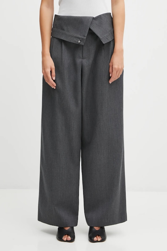 Vlněné kalhoty JW Anderson Fold Over široký šedá TR0414.PG1821