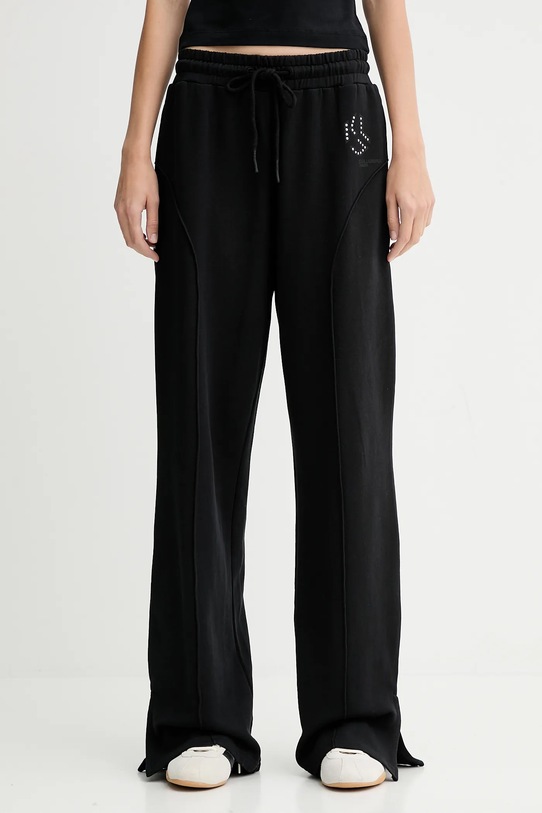 Хлопковые спортивные штаны Karl Lagerfeld Jeans аппликация чёрный A4W10080