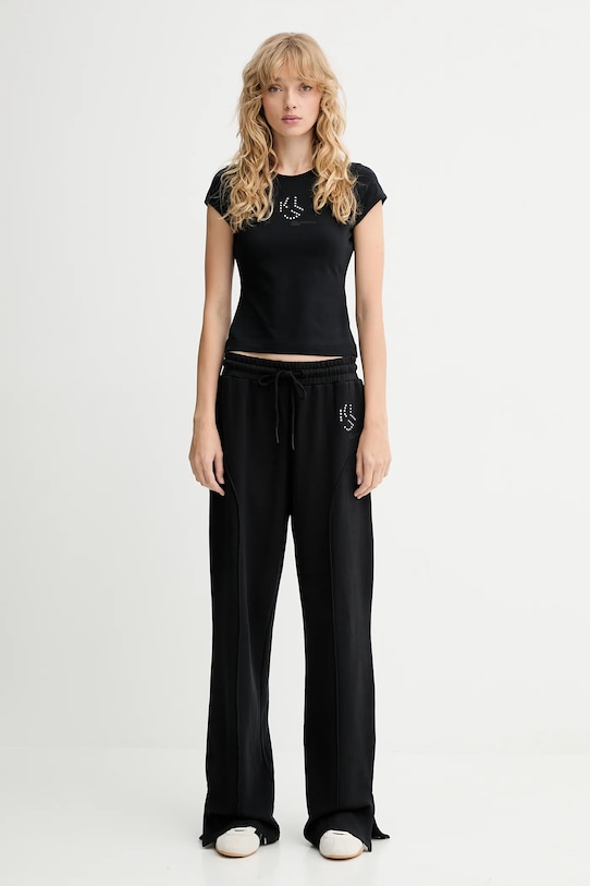 Βαμβακερό παντελόνι Karl Lagerfeld Jeans A4W10080 μαύρο AW25