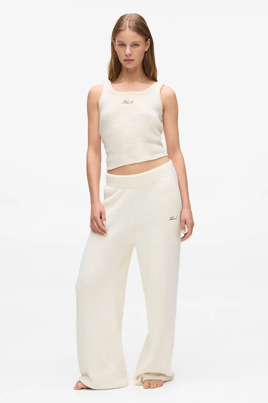 Karl Lagerfeld spodnie dresowe dzianina beżowy A4W44005