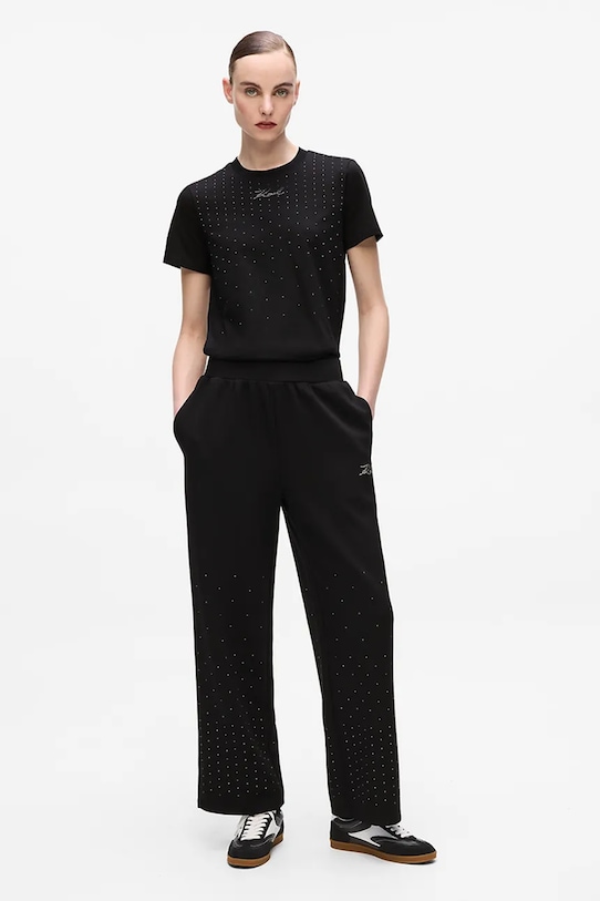 Karl Lagerfeld pantaloni de trening tricotaj gri A4W10089