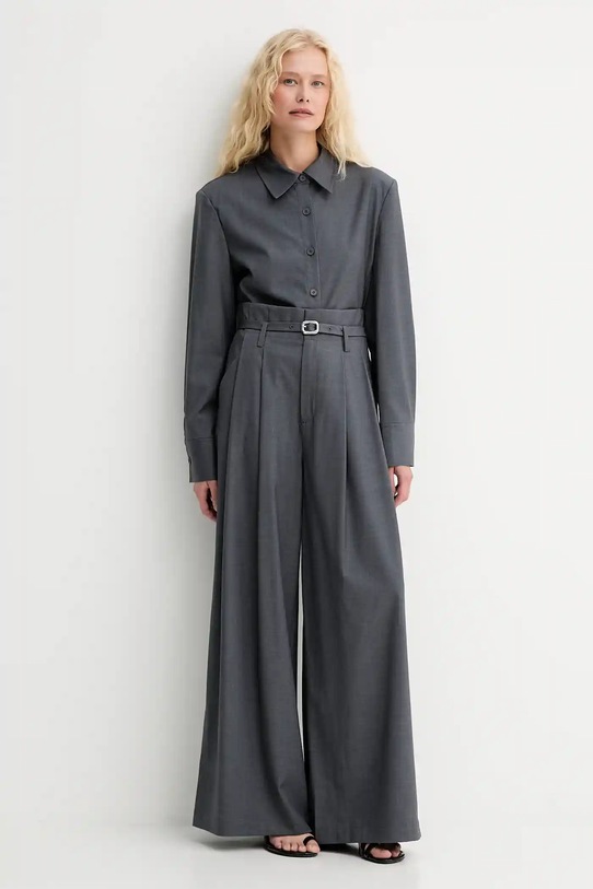 Hlače s primesjo volne ISABELLE BLANCHE IS25FW.P036.T002 siva AW25