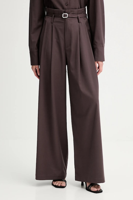 ISABELLE BLANCHE pantaloni din lână drept burgundia IS25FW.P036.T002