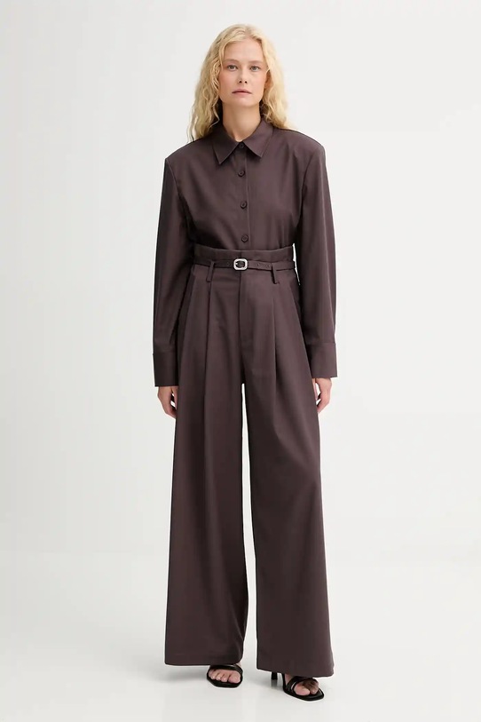 Hlače s primesjo volne ISABELLE BLANCHE IS25FW.P036.T002 bordo AW25