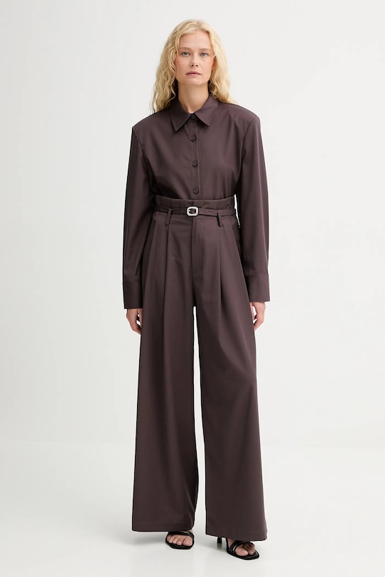 ISABELLE BLANCHE pantaloni din lână IS25FW.P036.T002 burgundia AW25