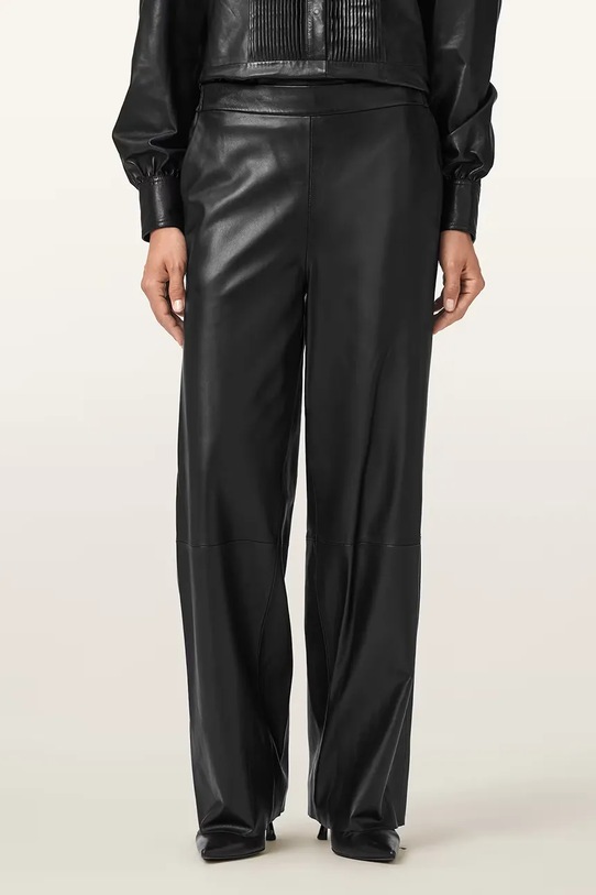 AllSaints pantaloni de piele ASH W028TD negru AW25