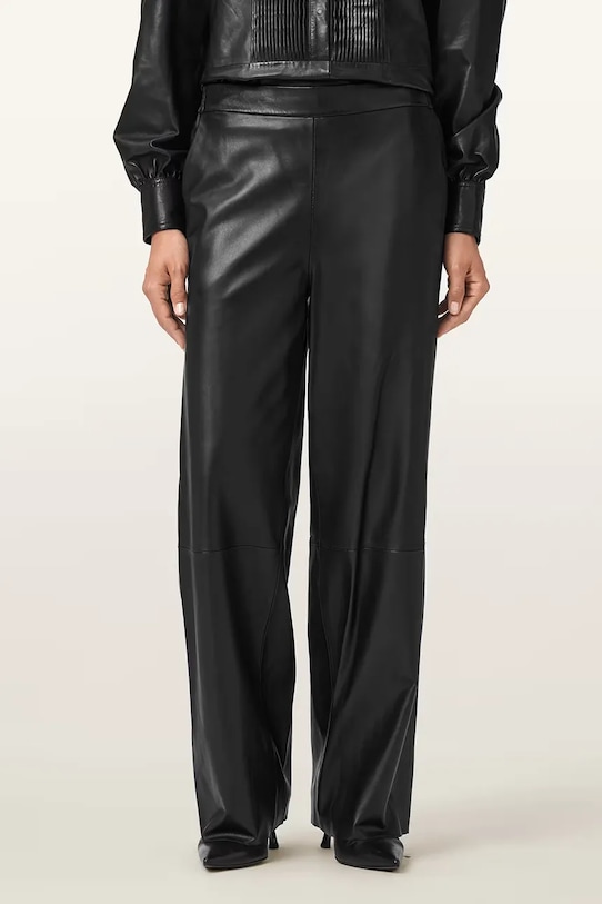 Kožené nohavice AllSaints ASH W028TD čierna AW25