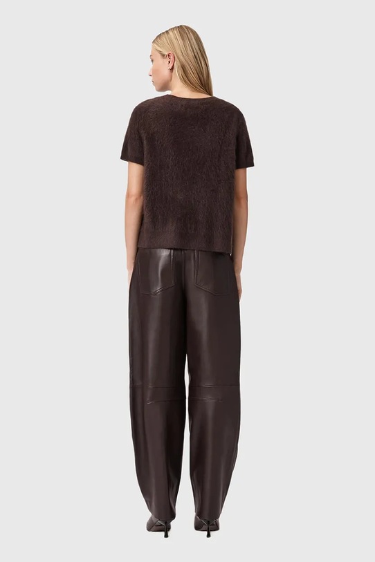 Odzież AllSaints spodnie skórzane JETT W026TD brązowy