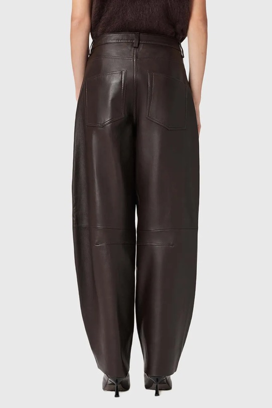 AllSaints spodnie skórzane JETT brązowy W026TD