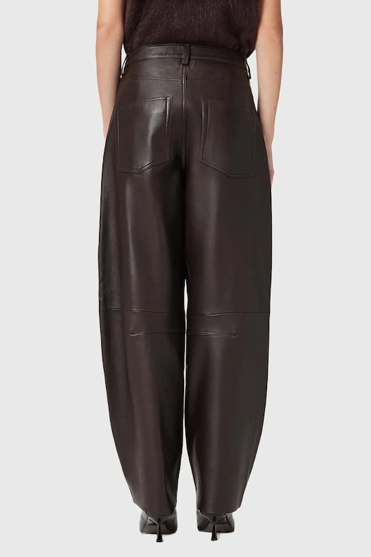 AllSaints spodnie skórzane JETT brązowy W026TD