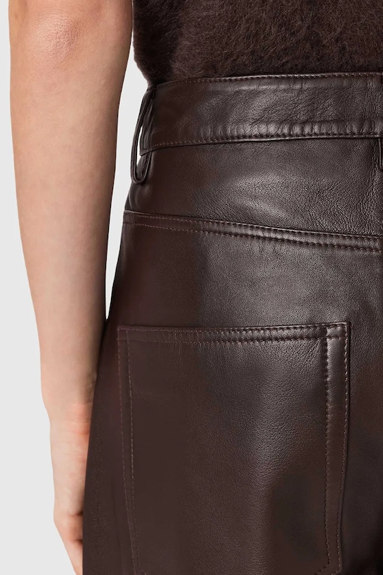 AllSaints spodnie skórzane JETT W026TD brązowy