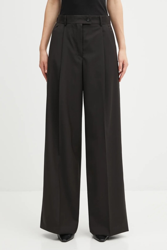 Vlnené nohavice Sportmax VELA vlna hnedá 2522136021600