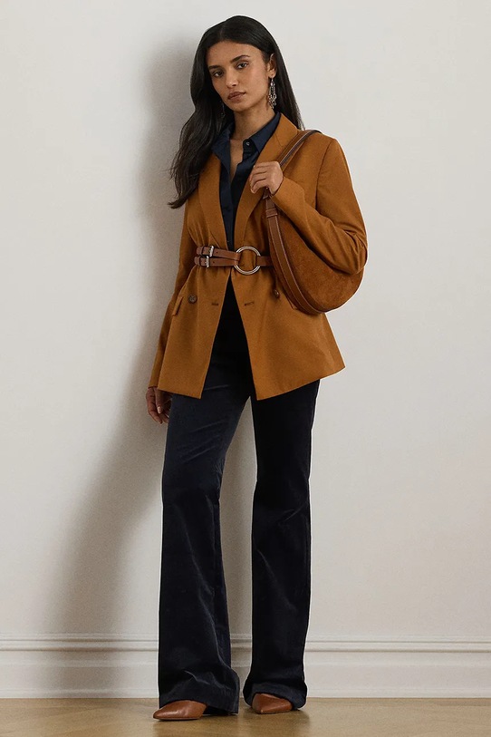 Lauren Ralph Lauren spodnie z bawełną tkanina granatowy 200P03436