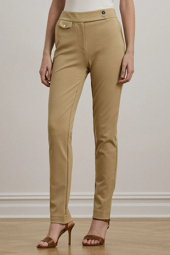 Lauren Ralph Lauren spodnie z elastanem beżowy 200980023