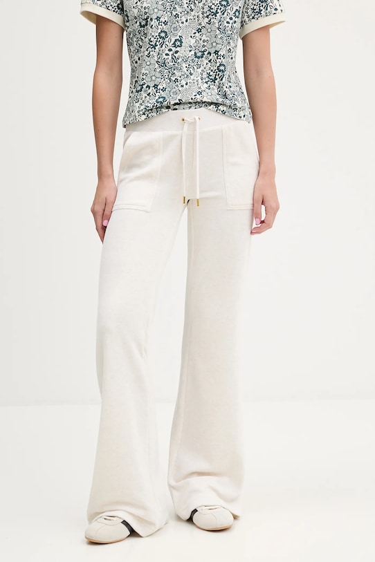 Juicy Couture spodnie dresowe dzianina beżowy JCSEBJ001G.692