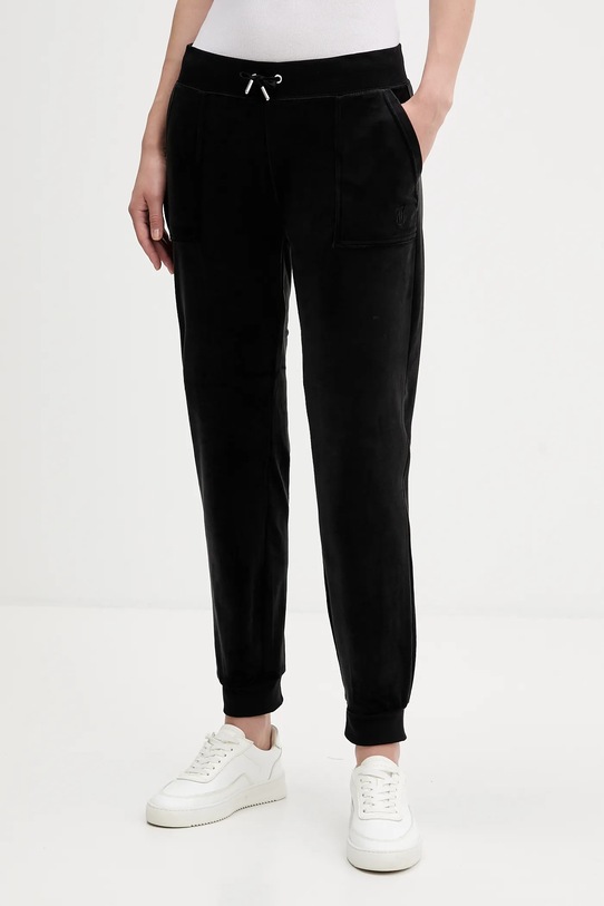 Juicy Couture spodnie dresowe welurowe z elastanem czarny JCBBJ225802