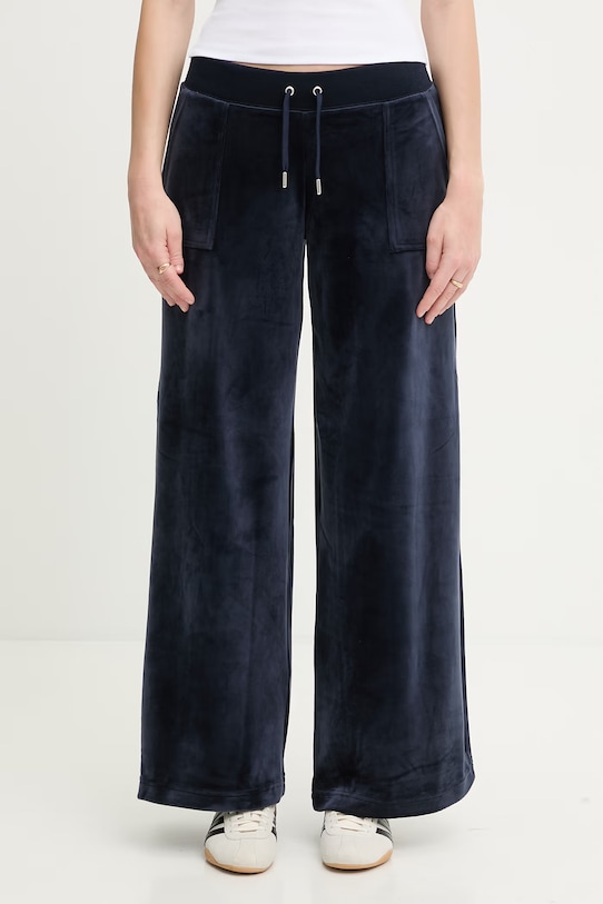 Juicy Couture damskie bawełniane YUKA WIDE LEG granatowy JCBBJ225803