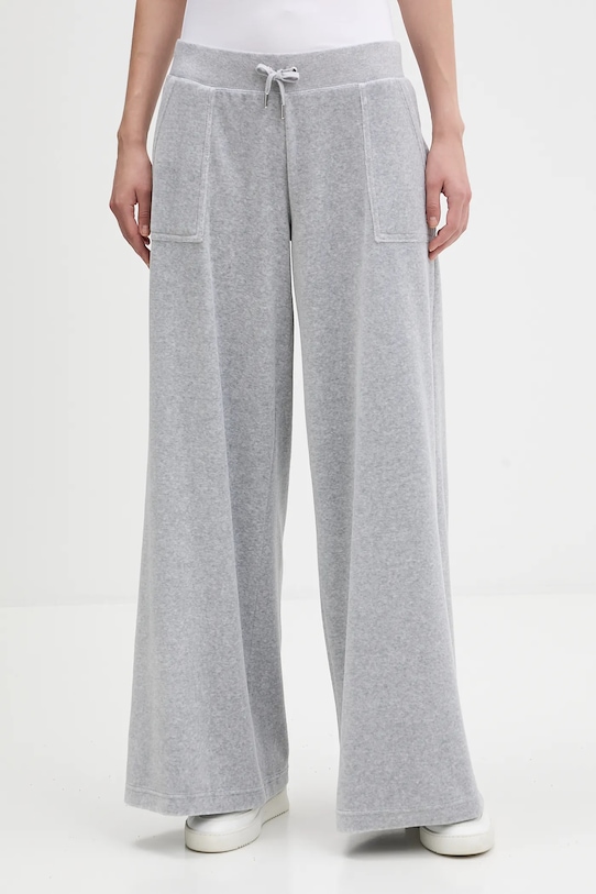 Juicy Couture spodnie dresowe welurowe dzianina szary JCBBJ225803
