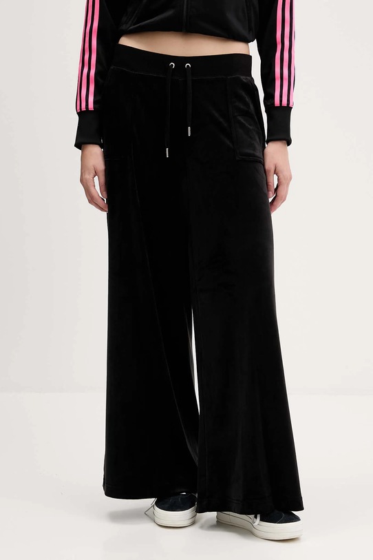 Juicy Couture spodnie dresowe welurowe dzianina czarny JCBBJ225803