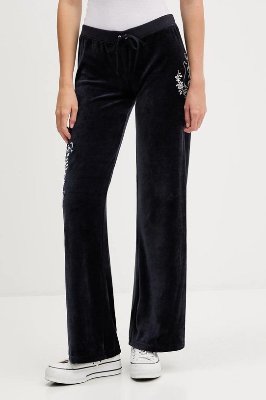 Juicy Couture spodnie dresowe welurowe dzianina granatowy JCGBJ225010