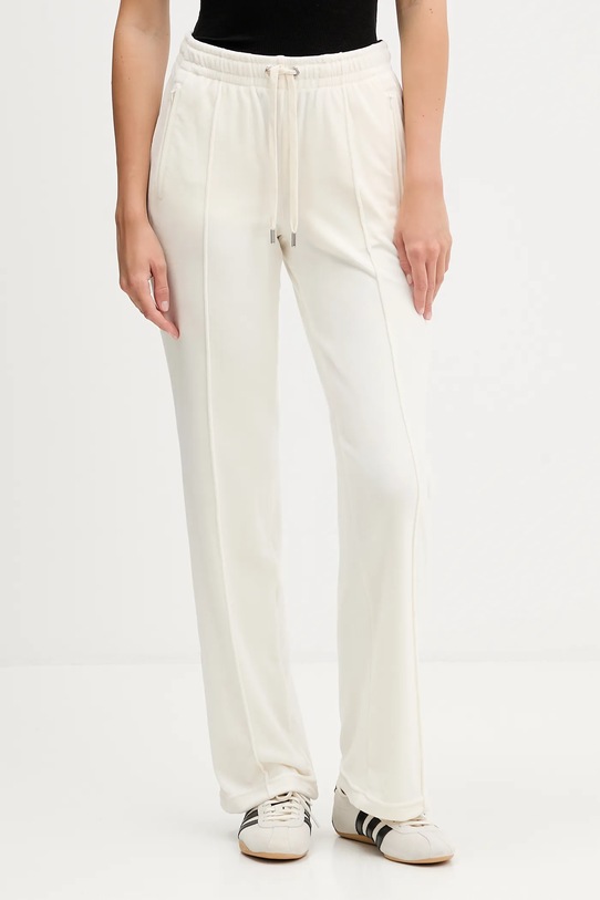 Juicy Couture spodnie dresowe welurowe aplikacja beżowy JCWBJ225307