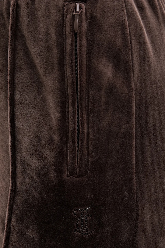 Juicy Couture spodnie dresowe welurowe brązowy JCWBJ225307