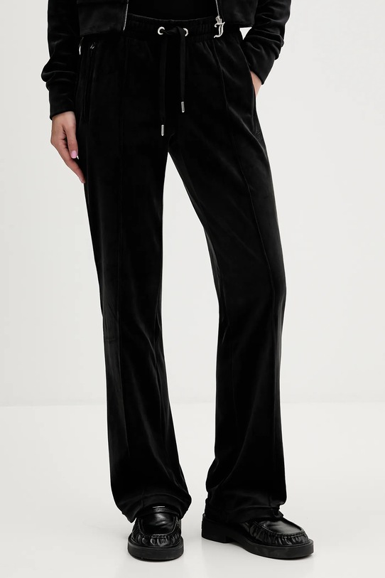 Juicy Couture spodnie dresowe welurowe aplikacja czarny JCWBJ225307