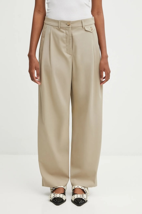 Maison Kitsuné trousers Double Pleated fabric beige PW01106WT3019
