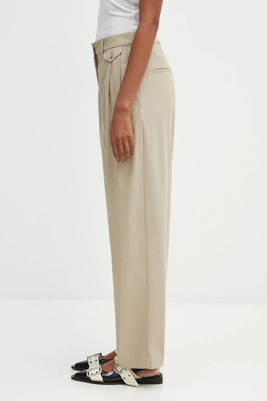 Maison Kitsuné trousers Double Pleated PW01106WT3019 beige AW25