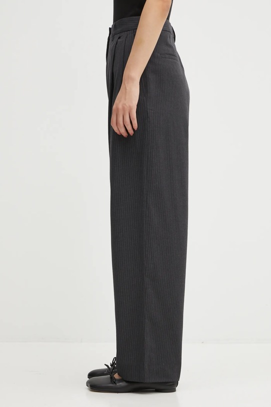 Maison Kitsuné pantaloni cu lână Double Pleated PW01126WT3022 gri AW25