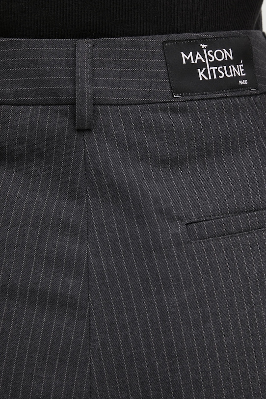 Maison Kitsuné pantaloni cu lână Double Pleated gri PW01126WT3022