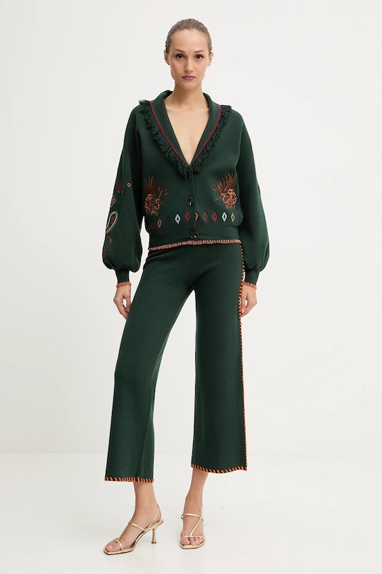 Never Fully Dressed spodnie NFDKN730 zielony AW25