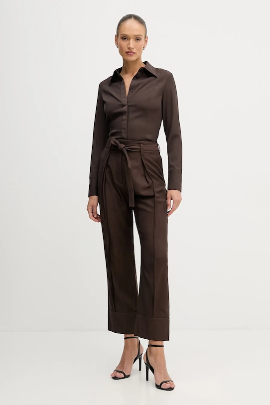 Nohavice Sisley 4ETSLF082 hnedá AW25