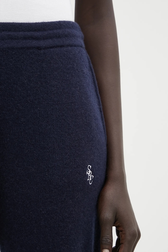 Sporty & Rich spodnie wełniane SRC Cashmere granatowy PA02764302BL106