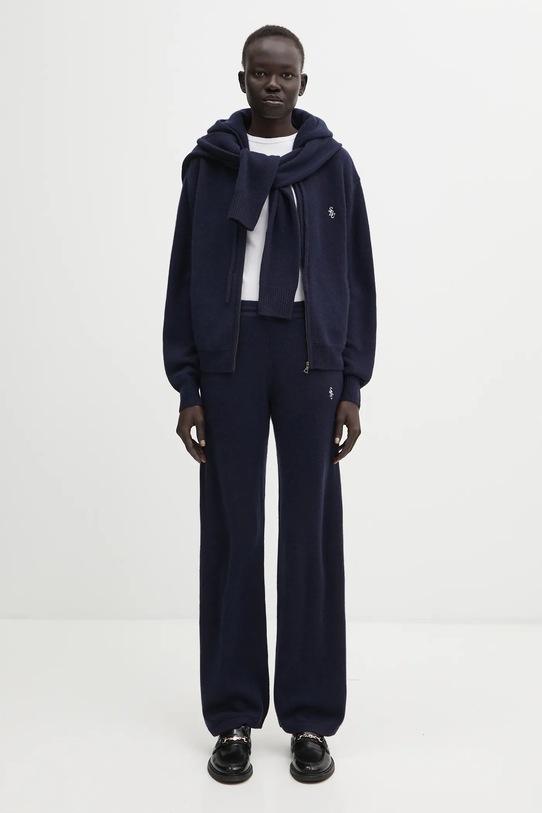 Sporty & Rich spodnie wełniane SRC Cashmere PA02764302BL106 granatowy