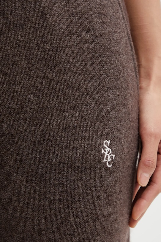 Μάλλινο παντελόνι Sporty & Rich SRC Cashmere καφέ PA02766302BR27