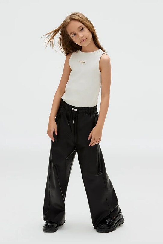 Calvin Klein Jeans spodnie FAUX LEATHER dzianina czarny IG0IG02983.9BYA