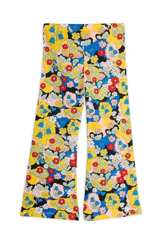 Mini Rodini pantaloni de trening din bumbac pentru copii Flowers 2563010200 galben AW25