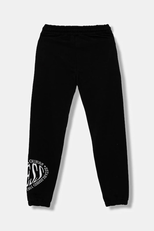 Guess pantaloni de trening din bumbac pentru copii J5YQ16.KAD74.9BYA negru AW25