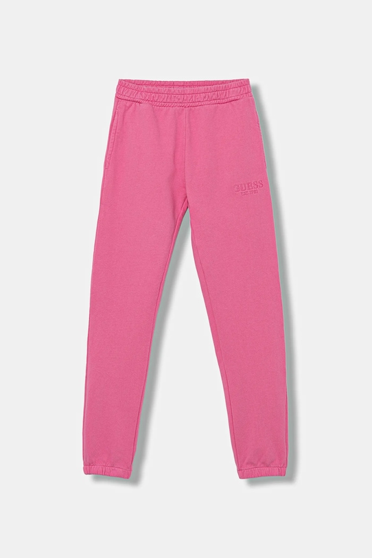 Guess spodnie dresowe bawełniane dziecięce bawełna różowy J5YQ18.KAV34.9BYA