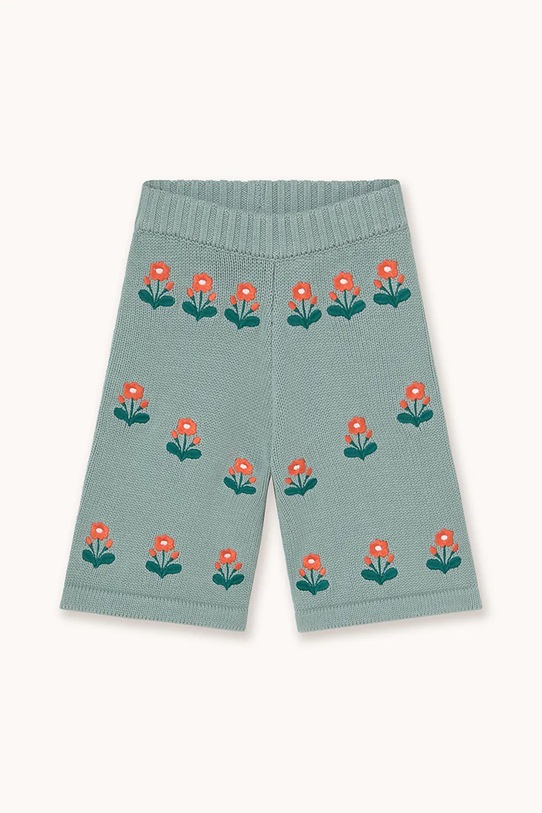 Tinycottons spodnie niemowlęce FLOWERS BABY KNITTED PANT wełna niebieski AW25.104