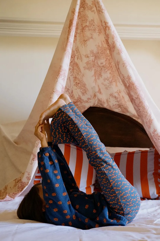 Tinycottons spodnie dziecięce MINI APPLES RIB PANT niebieski AW25.229